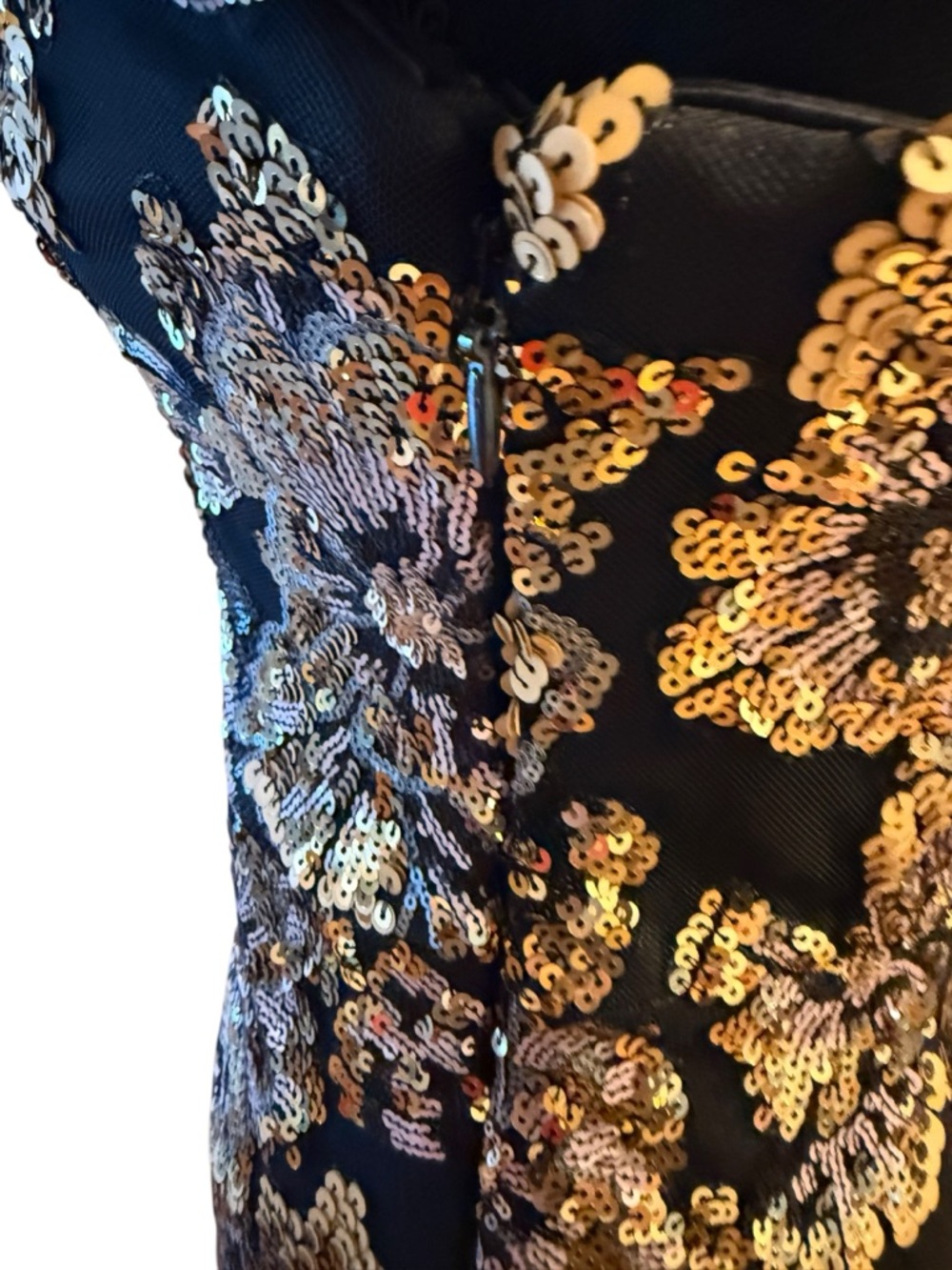 Dress the Population Black Strapless Gown with Gold Floral Appliqué - Picture 12 of 14